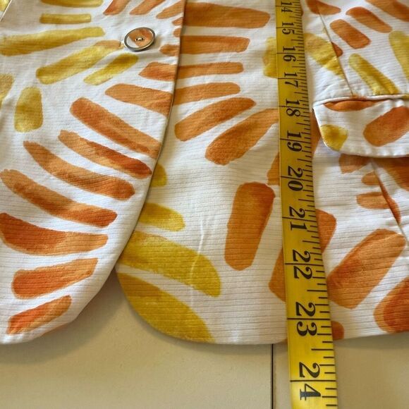 Chico’s White, Yellow & Orange Flower Power Princeton Jacket Sz 12 Artsy, Summer - Picture 11 of 13
